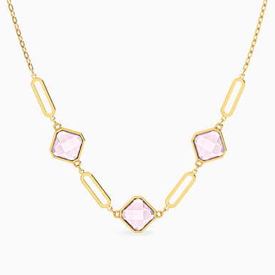 Tilted Squares Colored Stone Necklace In 18K Gold - 21046111214