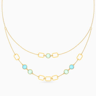 Circles Colored Stone Necklace In 18K Gold - 21046111212