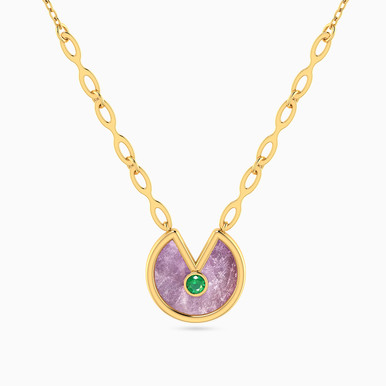 Abstract Colored Stone Necklace In 18K Gold - 21046111219
