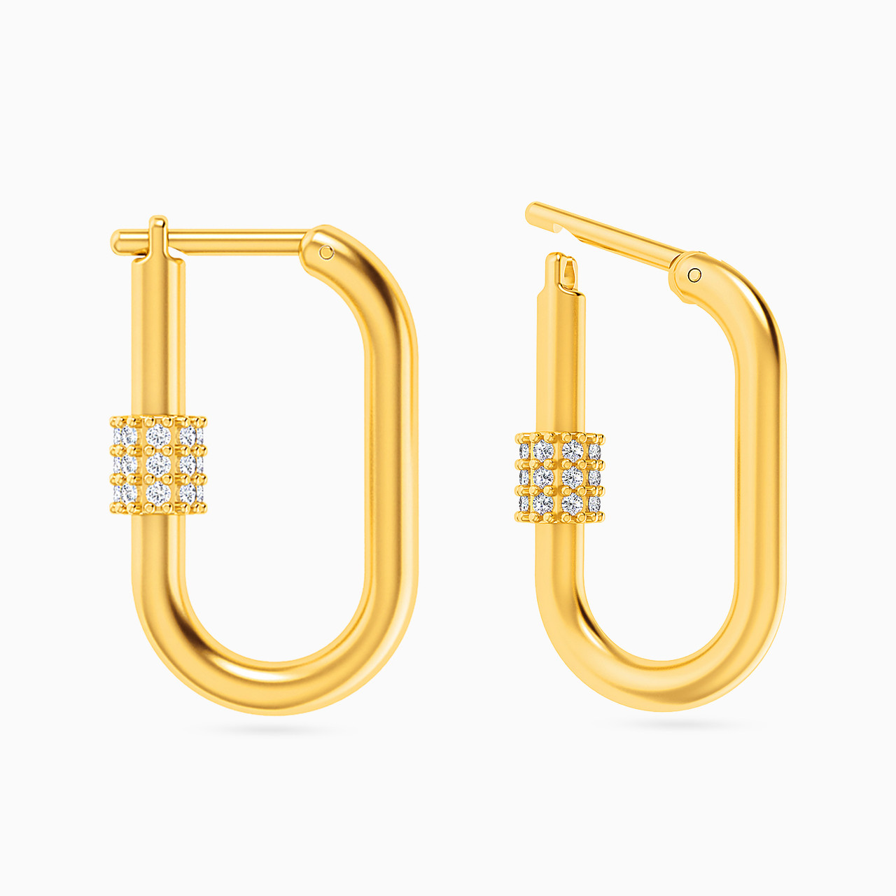 18K Gold Diamond Hoop Earrings