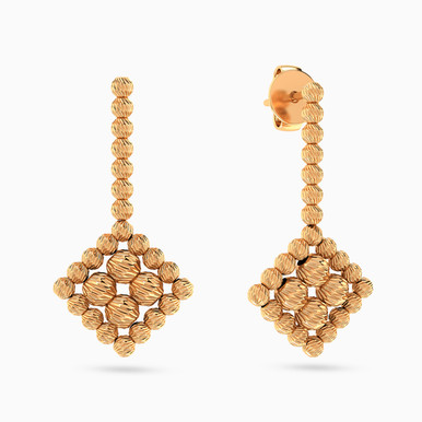 Tilted Square Beads Drop Earrings In 21K Gold - 22003020033 Tilted Square Beads Drop Earrings In 21K Gold - 22003020033