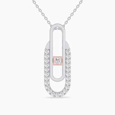 Paperclip Diamond Necklace in 18K Gold - KP612341
