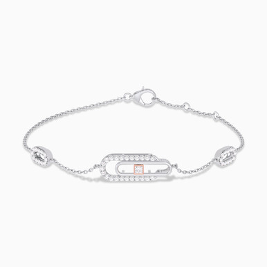 Paperclip Diamond Chain Bracelet in 18K Gold - KB612341