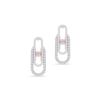 Paperclip Diamond Earrings in 18K Gold - KE612341