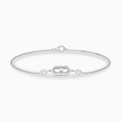 Hexagon Diamond Chain Bracelet in 18K Gold - KB612339