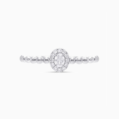 Oval Lab Grown Diamond Sterling Silver Cluster Ring - KR110195 Oval Lab Grown Diamond Sterling Silver Cluster Ring - KR110195