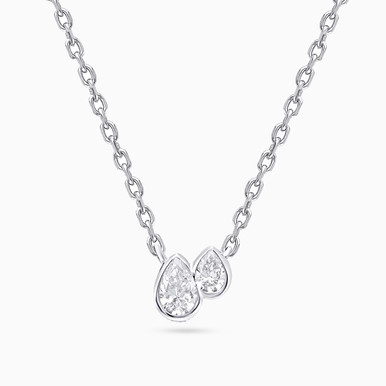 Two Drops Lab Grown Diamond Sterling Silver Necklace - KP614643 Two Drops Lab Grown Diamond Sterling Silver Necklace - KP614643