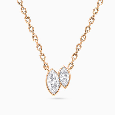 Marquise Bezel Lab Grown Diamond Gold Plated Necklace - KP614642