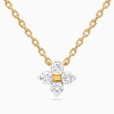 Floral Lab Grown Diamond Gold Plated Necklace - KP614633
