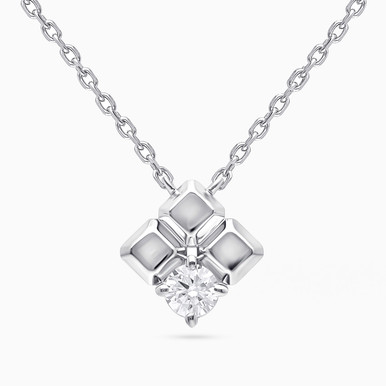 Three Squares Lab Grown Diamond Sterling Silver Necklace - KP614632