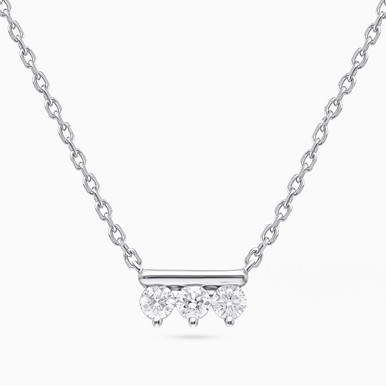 Three Stone Lab Grown Diamond Sterling Silver Necklace - KP614631
