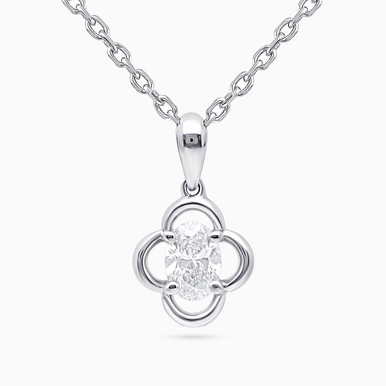 Quatrefoil Lab Grown Diamond Sterling Silver Necklace - KP614624 Quatrefoil Lab Grown Diamond Sterling Silver Necklace - KP614624
