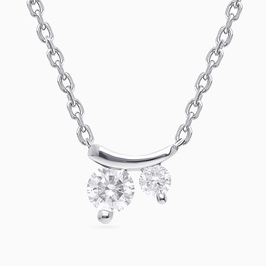 Two Round Drops Lab Grown Diamond Sterling Silver Necklace - KP614608