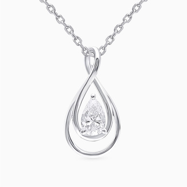Teardrop Lab Grown Diamond Sterling Silver Necklace - KP614605
