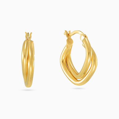 Double Square Strands Hoop Earrings In 21K Gold - 22003650002 Double Square Strands Hoop Earrings In 21K Gold - 22003650002