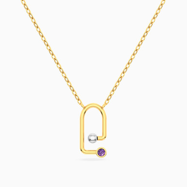 Abstract Loop & Bead Colored Stones Necklace In 18K Gold - 21046030365
