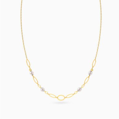 Round Loops Pearl Necklace In 18K Gold - 21046030373