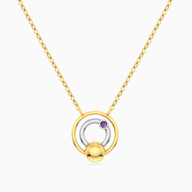 Circles & Bead Colored Stones Necklace In 18K Gold - 21046030367