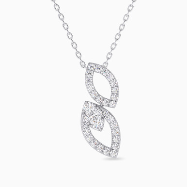 Interlocking Marquise Diamond Necklace In 18K Gold - KP613719