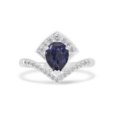 Fan Violet Stone Diamond Pave Ring In 18K Gold - AJR38017