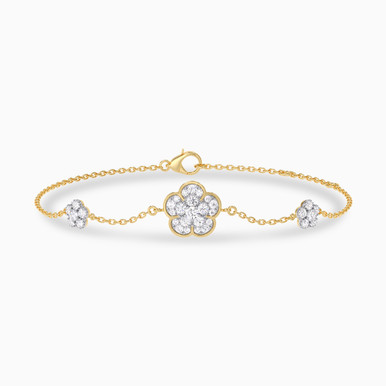 Flowers Diamond Chain Bracelet In 18K Gold - KB613751