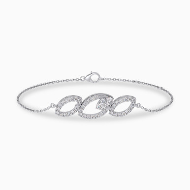 Three Marquise Shapes Diamond Chain Bracelet In 18K Gold - KB613722