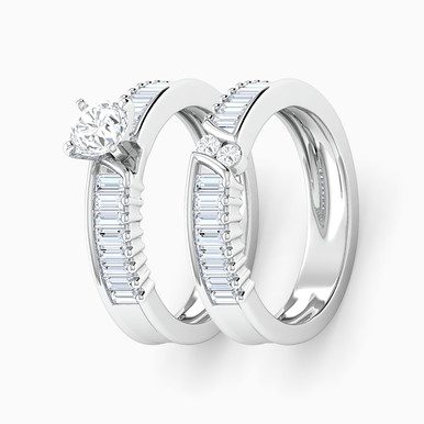 Baguette Diamond Paved Twin Rings In 18K Gold - RN427282W18DI1