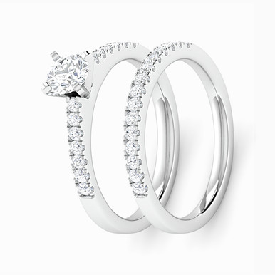 Round Diamond Paved Twin Rings In 18K Gold - RN407108W18DI1