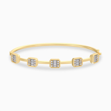 Baguette Sequence Diamond Bangle In 18K Gold - KC402331A