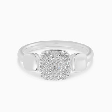 Cushion Paved Diamond Ring In 18K Gold - SAR05798