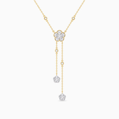 Floral Diamond Lariat Necklace In 18K Gold - KP613751