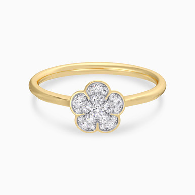 Floral Cluster Diamond Ring In 18K Gold - KR612529