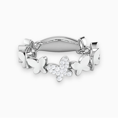 Butterflies Diamond Ring In 18K Gold - RN414376W18DI1
