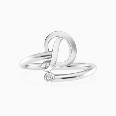 Letter (D) Lab Grown Diamonds Sterling Silver Ring - AMR06393-D Letter (D) Lab Grown Diamonds Sterling Silver Ring - AMR06393-D