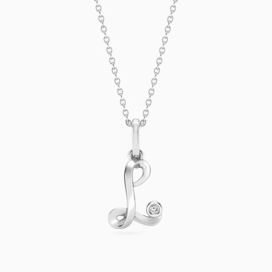 Letter (L) Lab Grown Diamonds Sterling Silver Necklace - AMP01251-L