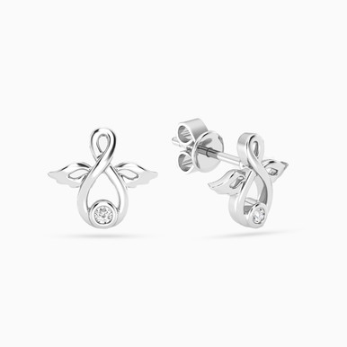 Winged Infinity Lab Grown Diamonds Sterling Silver Stud Earrings - MSE00899