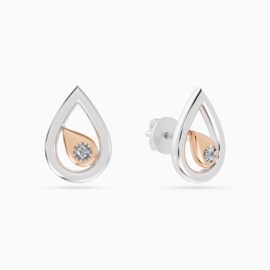 Pear Lab Grown Diamonds Sterling Silver Stud Earrings - MSE01203 Pear Lab Grown Diamonds Sterling Silver Stud Earrings - MSE01203