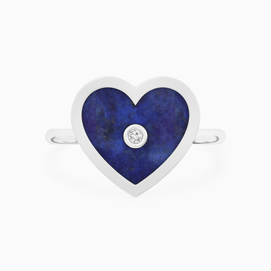 Heart Blue Stone & Lab Grown Diamonds Sterling Silver Ring - MSR01190