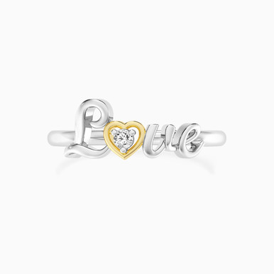(Love) Word Lab Grown Diamonds Sterling Silver Ring - AMR06396