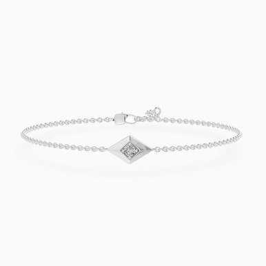 Lozenge Lab Grown Diamonds Sterling Silver Chain Bracelet - MSB01202 Lozenge Lab Grown Diamonds Sterling Silver Chain Bracelet - MSB01202