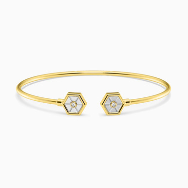 Hexagon Lab Grown Diamonds Gold Plated Cuff Bracelet - AMBG0200