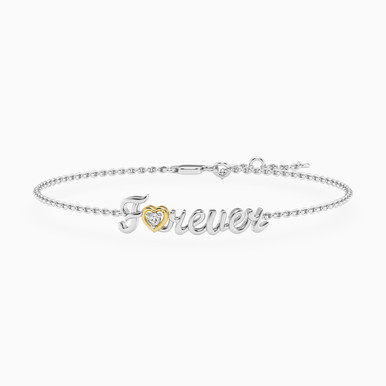 (Forever) word Lab Grown Diamonds Sterling Silver Chain Bracelet - MSB00885