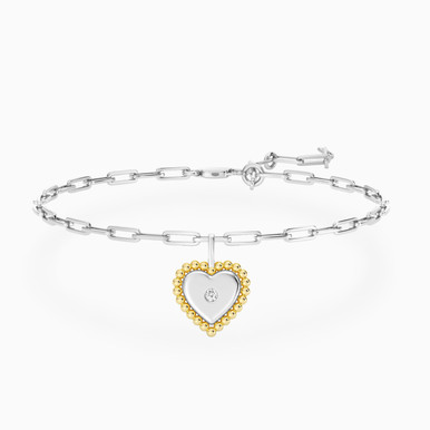 Heart Lab Grown Diamonds Sterling Silver Chain Bracelet - MSB00890