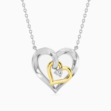 Intertwined Hearts Lab Grown Diamonds Sterling Silver Necklace - AMP01248