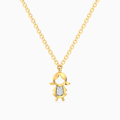 Kids Young Girl Diamond Necklace In 18K Gold - 21046111260