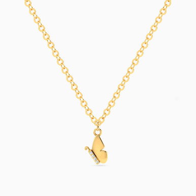 Kids Butterfly Wing Diamond Necklace In 18K Gold - 21046111259
