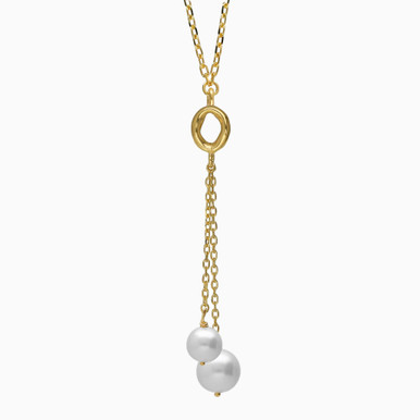 Circular Loop Pearl Gold Plated Necklace - A5204-00DG
