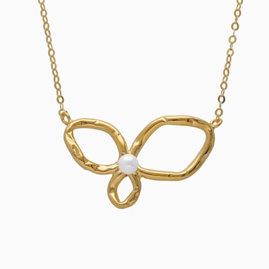 Open Petals Pearl Gold Plated Necklace - A5201-00DG