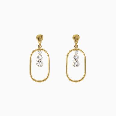 Oval Loop Cubic Zirconia Gold Plated Earrings - A5297-07DT