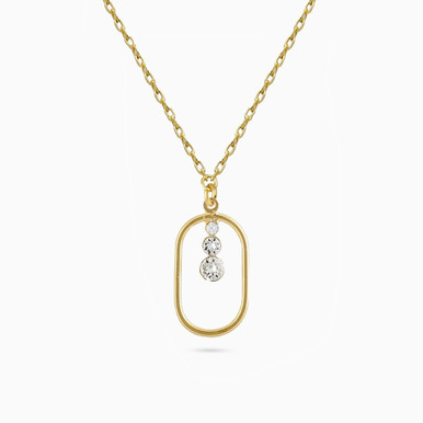 Oval Loop Cubic Zirconia Gold Plated Necklace - A5298-07DG Oval Loop Cubic Zirconia Gold Plated Necklace - A5298-07DG